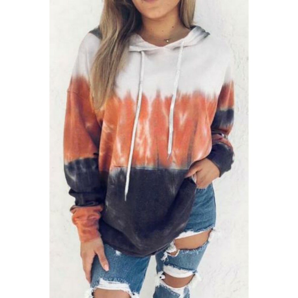 🧡Gradient Tri Color Long Sleeve Pullover Hoodie
